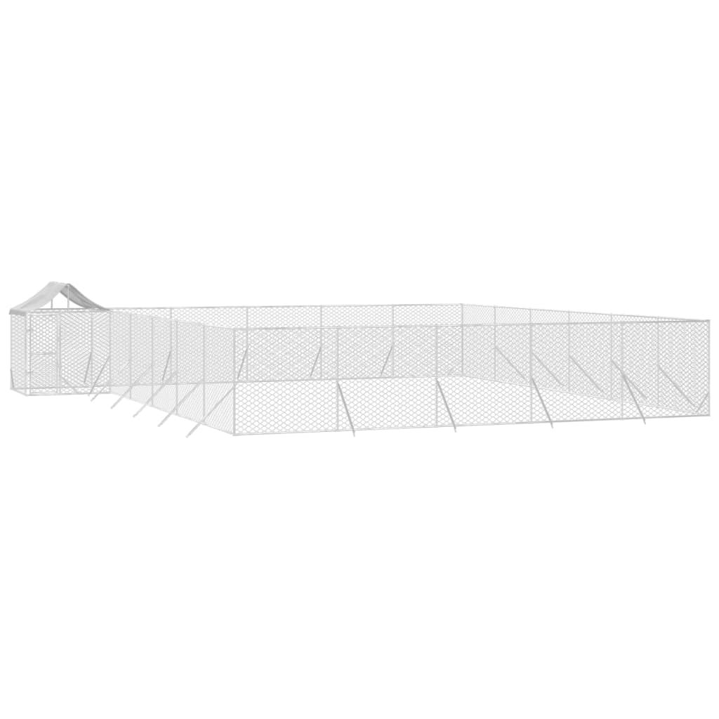 Outdoor Dog Kennel with Roof Silver 12x12x2.5 m Galvanised Steel