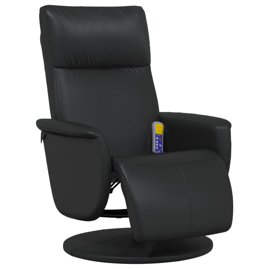 Massage Recliner Chair with Footrest Black Faux Leather