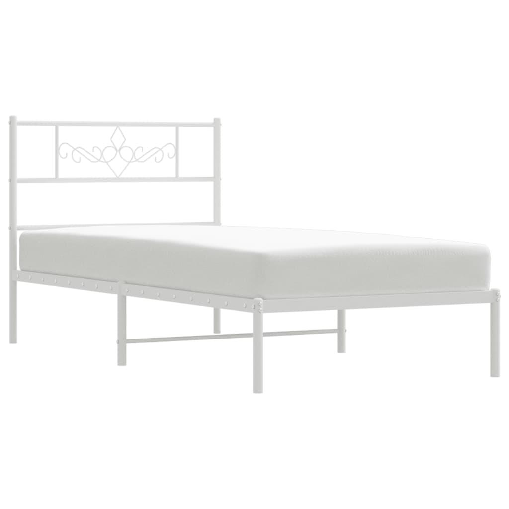 Metal Bed Frame without Mattress with Headboard White 90x190 cm