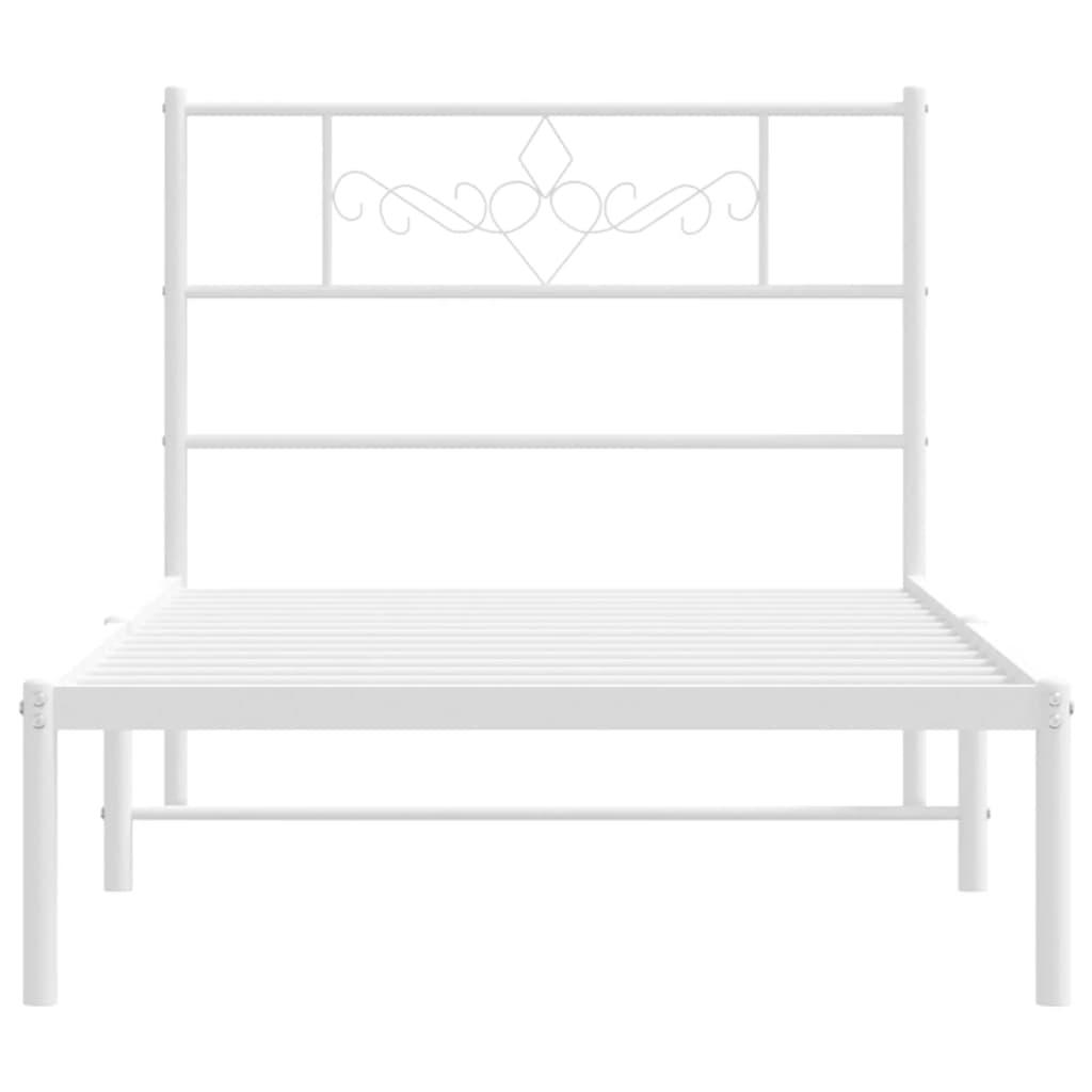 Metal Bed Frame without Mattress with Headboard White 90x190 cm