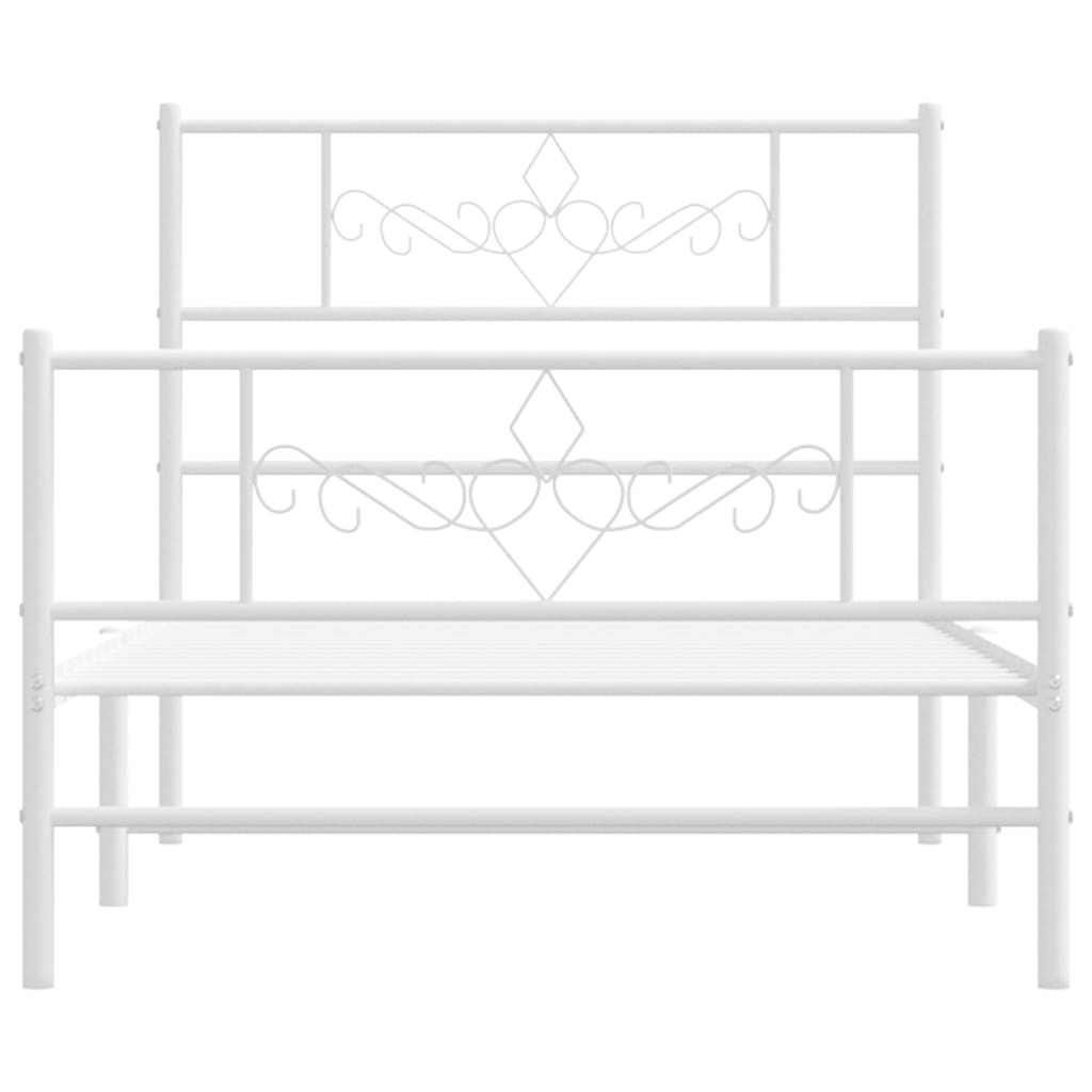 Metal Bed Frame without Mattress with Footboard White 90x190 cm