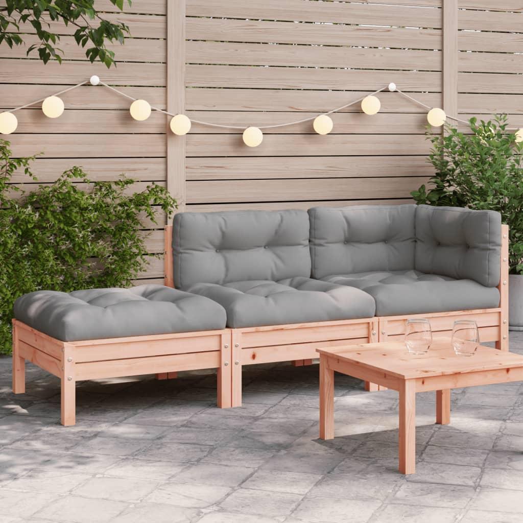 Garden Sofa with Cushions and Footstool 3-Seater