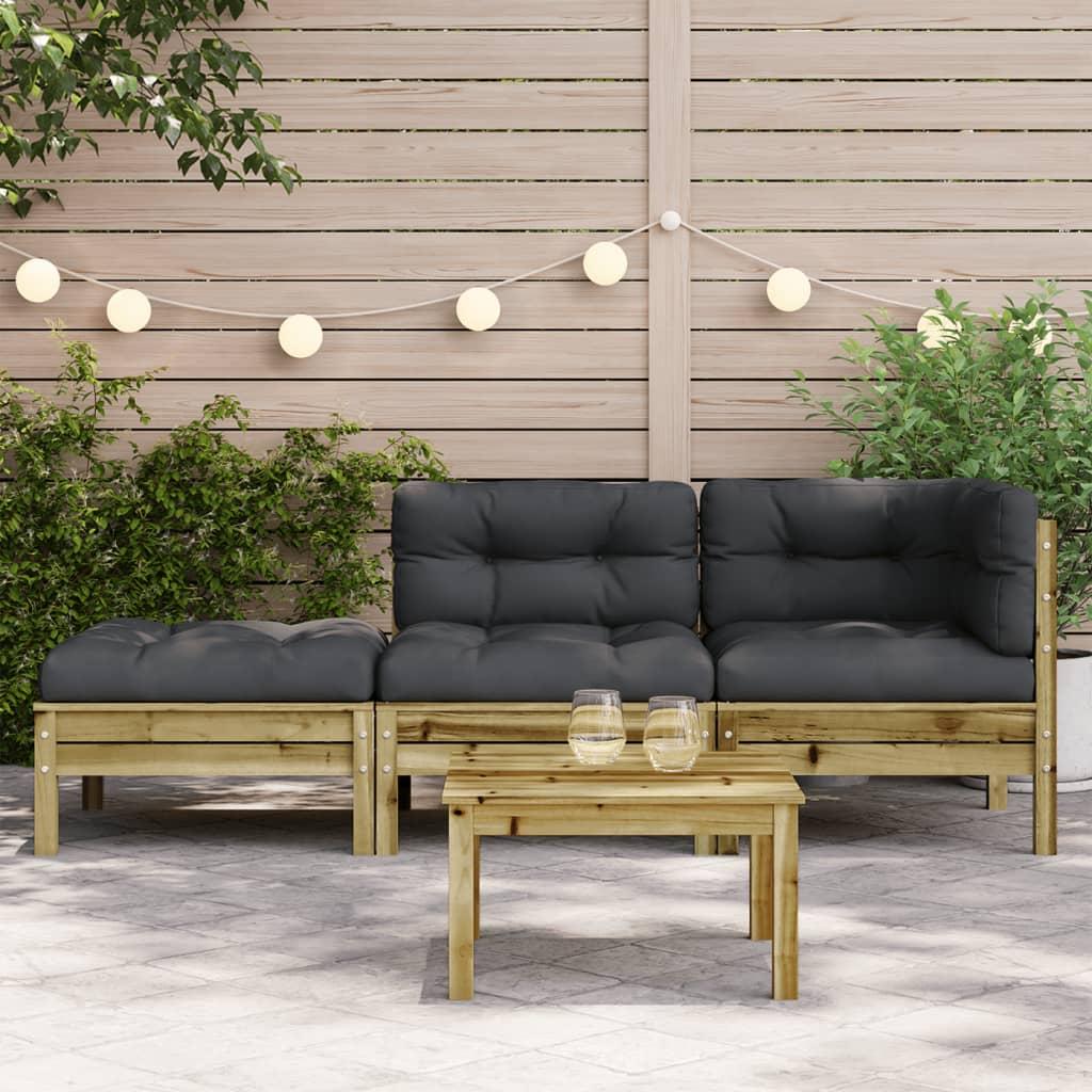 Garden Sofa with Cushions and Footstool 3-Seater