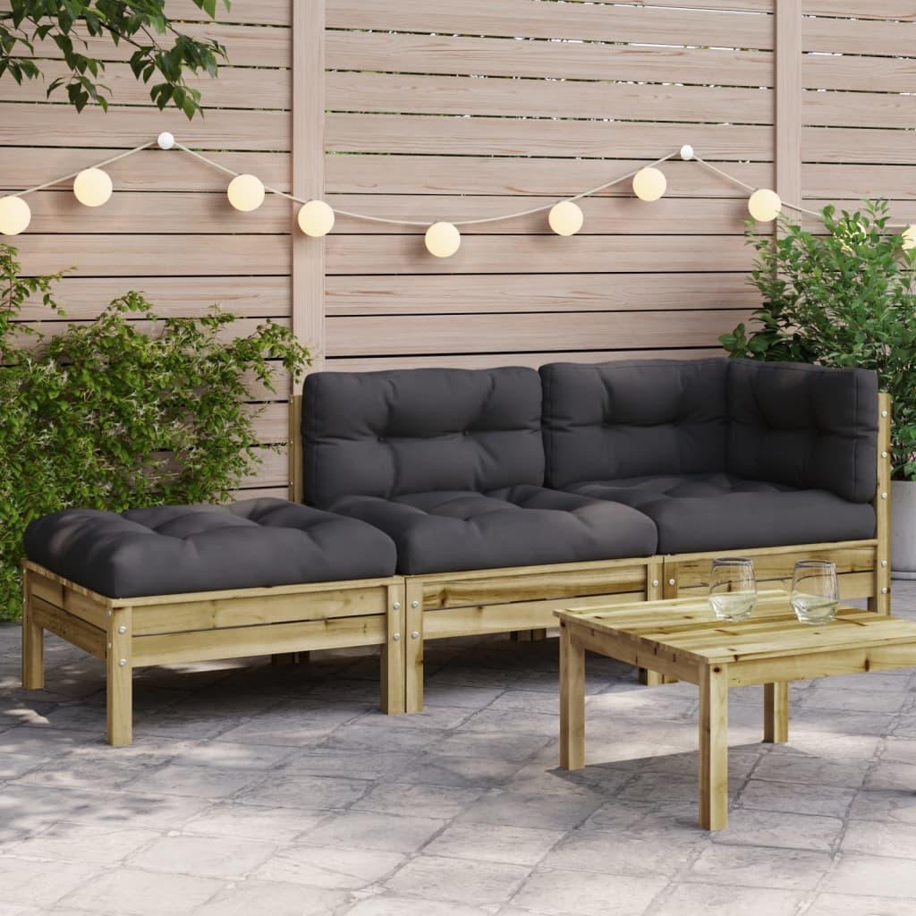 Garden Sofa with Cushions and Footstool 3-Seater