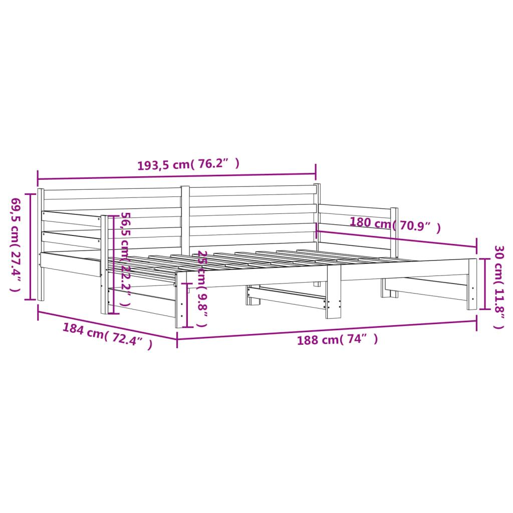 Daybed with Trundle without Mattress White 90x190 cm Solid Wood