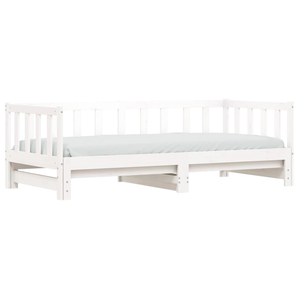 Day Bed with Trundle without Mattress White 90x190 cm Solid Wood