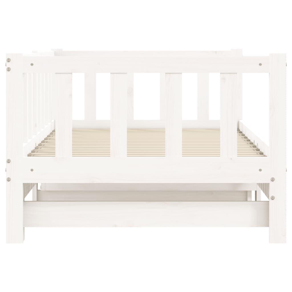 Day Bed with Trundle without Mattress White 90x190 cm Solid Wood
