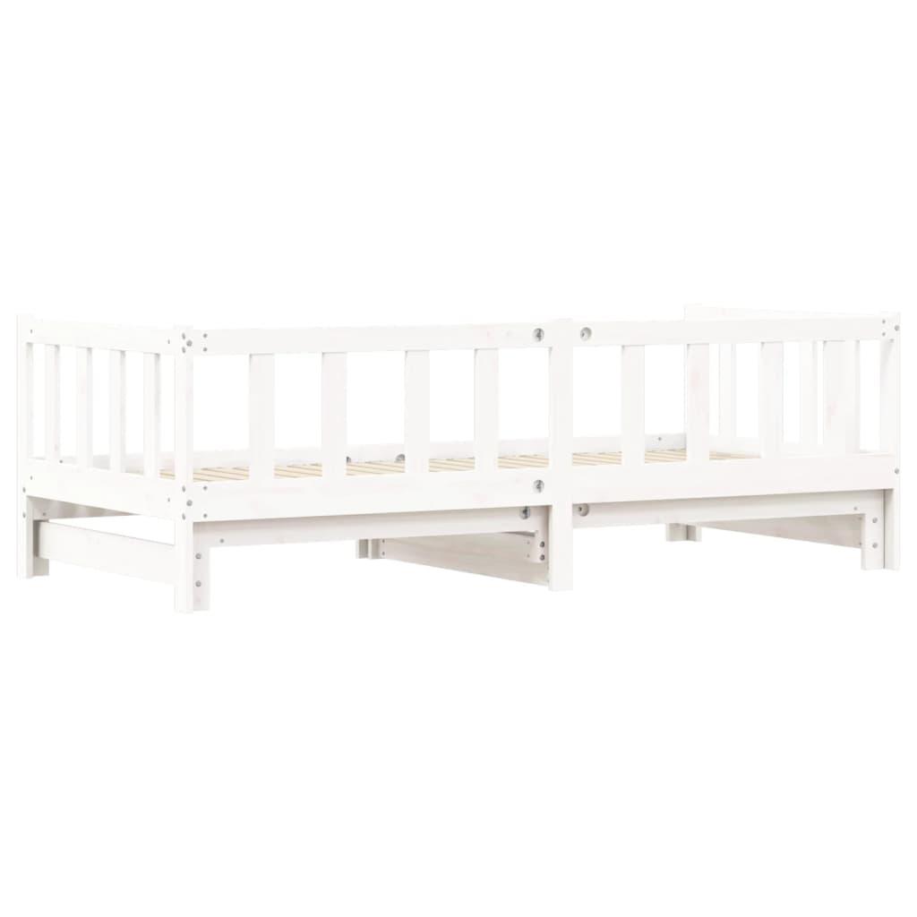 Day Bed with Trundle without Mattress White 90x190 cm Solid Wood