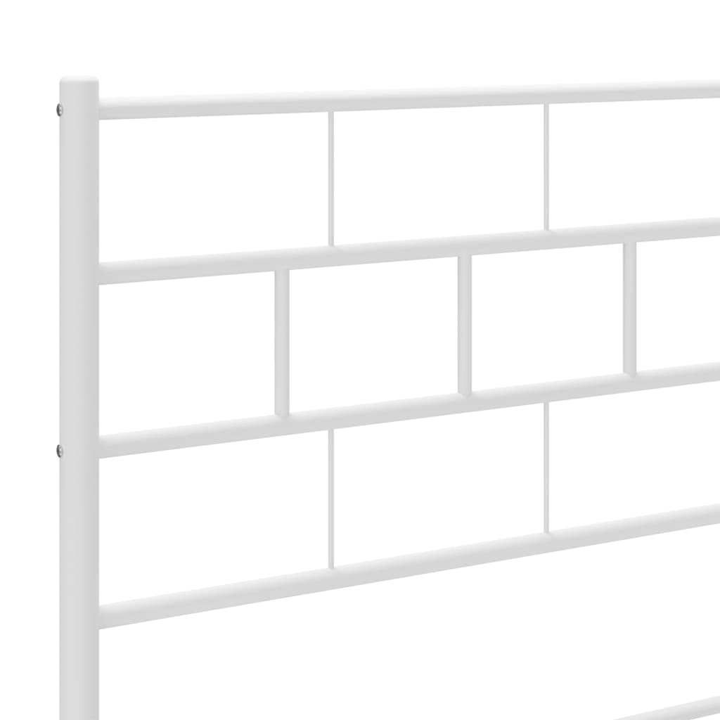 Metal Bed Frame without Mattress with Headboard White 183x203 cm King