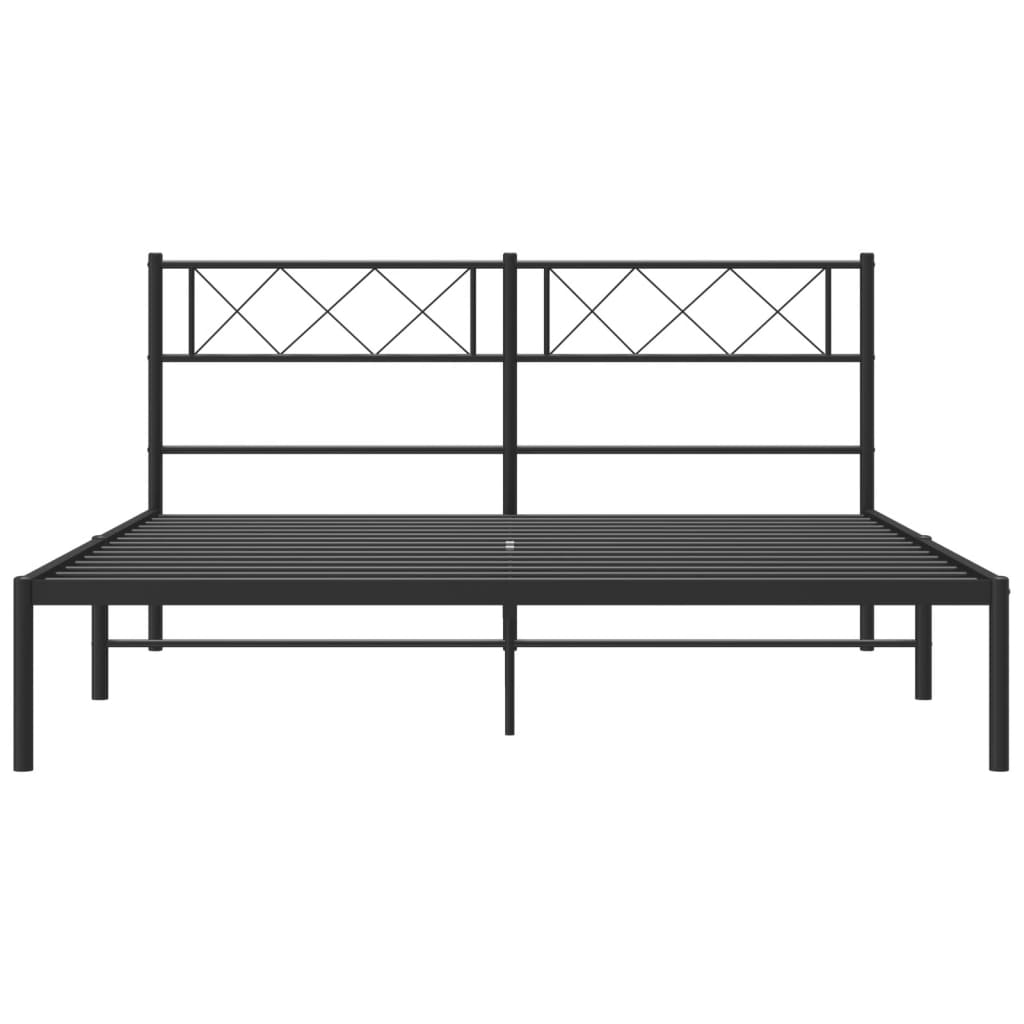 Metal Bed Frame without Mattress with Headboard Black 135x190 cm