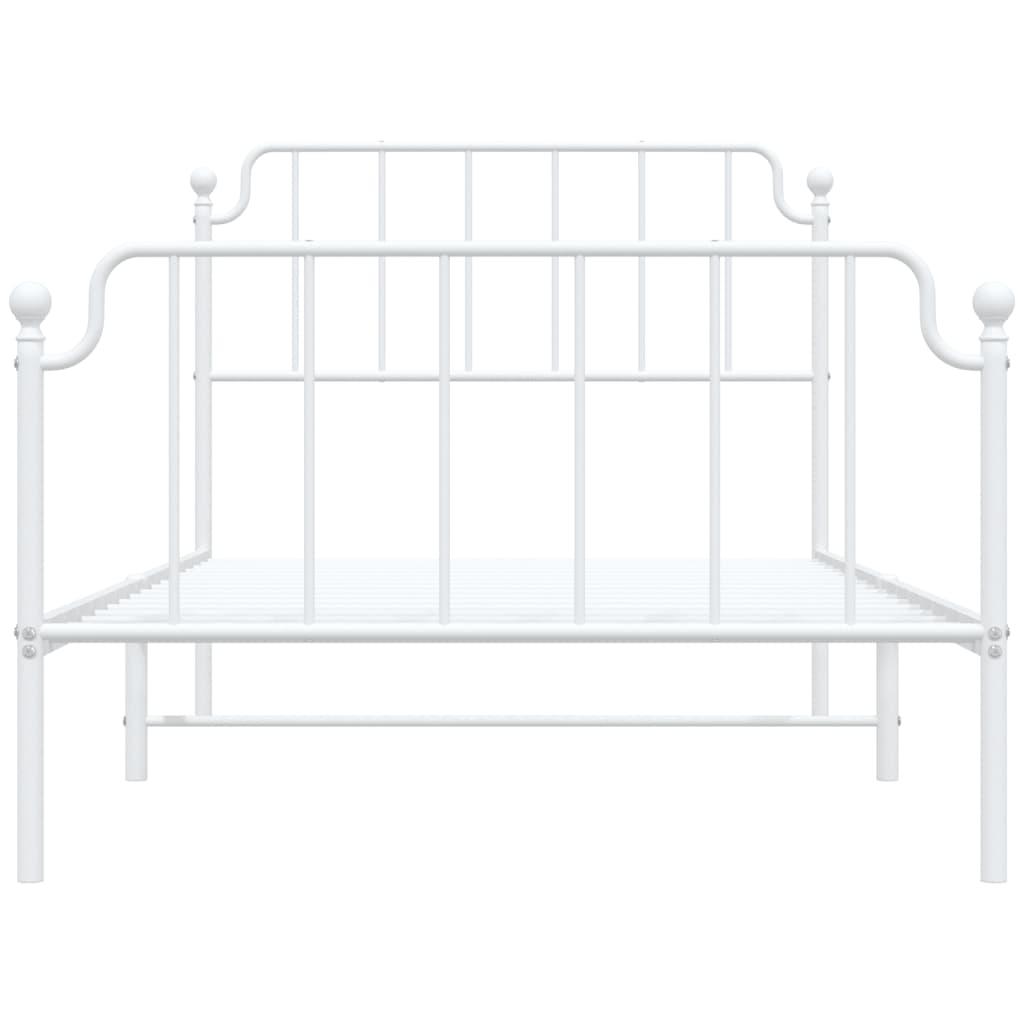 Metal Bed Frame without Mattress with Footboard White 107x203 cm King Single