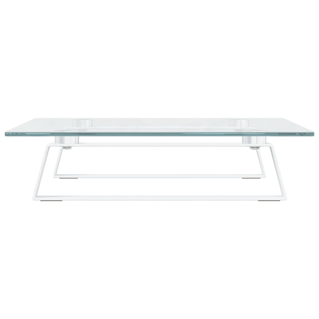 Monitor Stand White 40x35x8 cm Tempered Glass and Metal