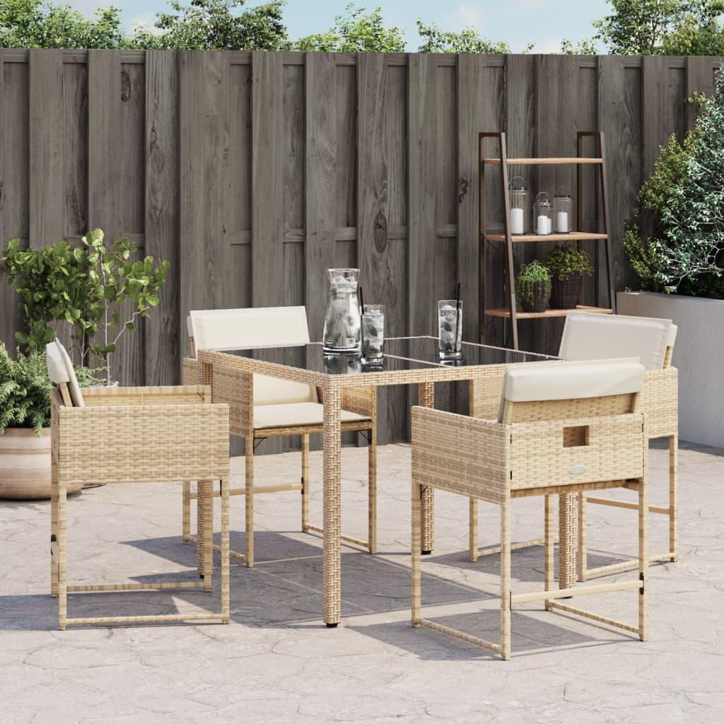 Garden Chairs with Cushions 4 pcs Beige Poly Rattan