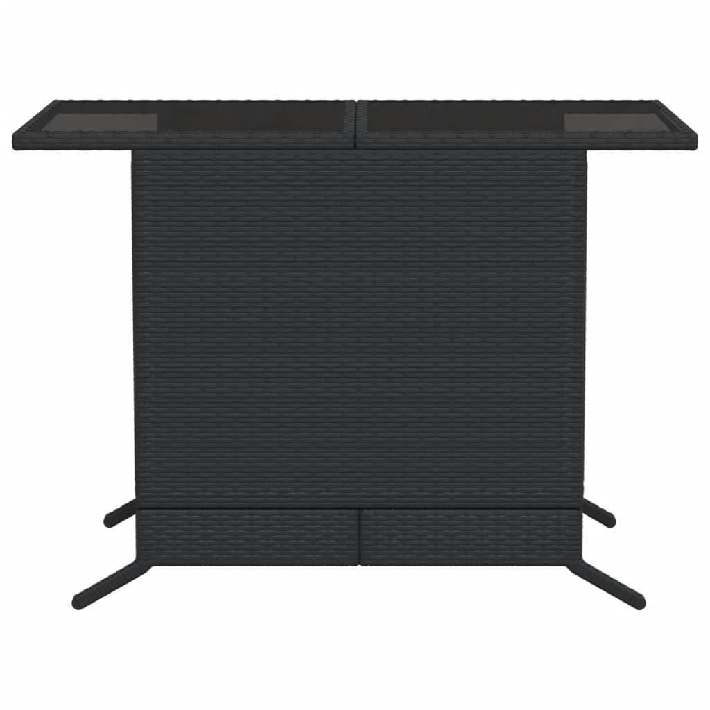 3 Piece Bistro Set with Cushions Black Poly Rattan