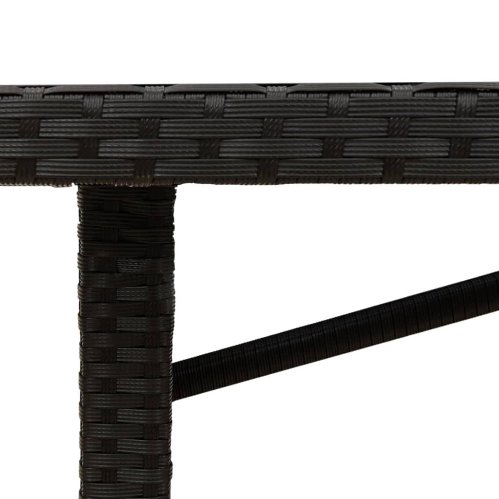 Garden Table with Acacia Wood Top Black 190x80x74 cm Poly Rattan