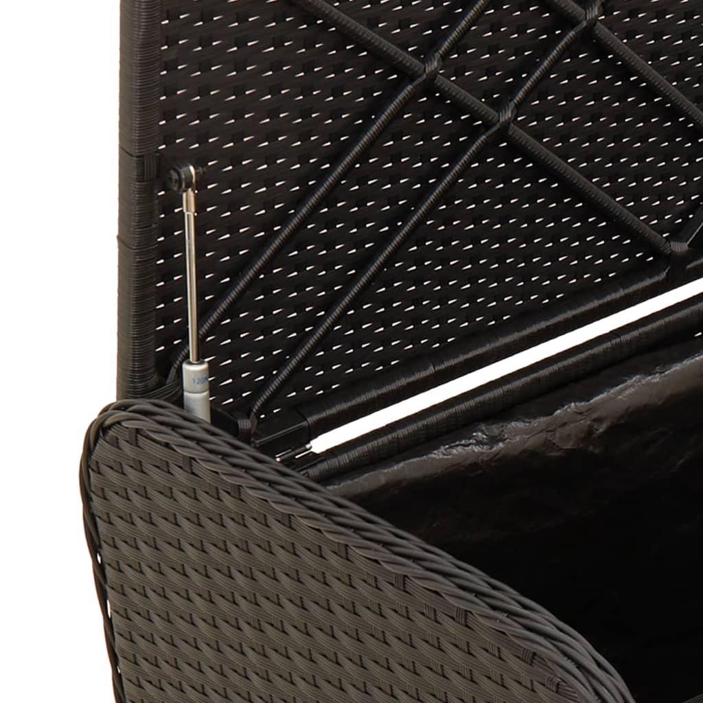 Storage Bench with Cushion Black 115x51x52 cm Poly Rattan