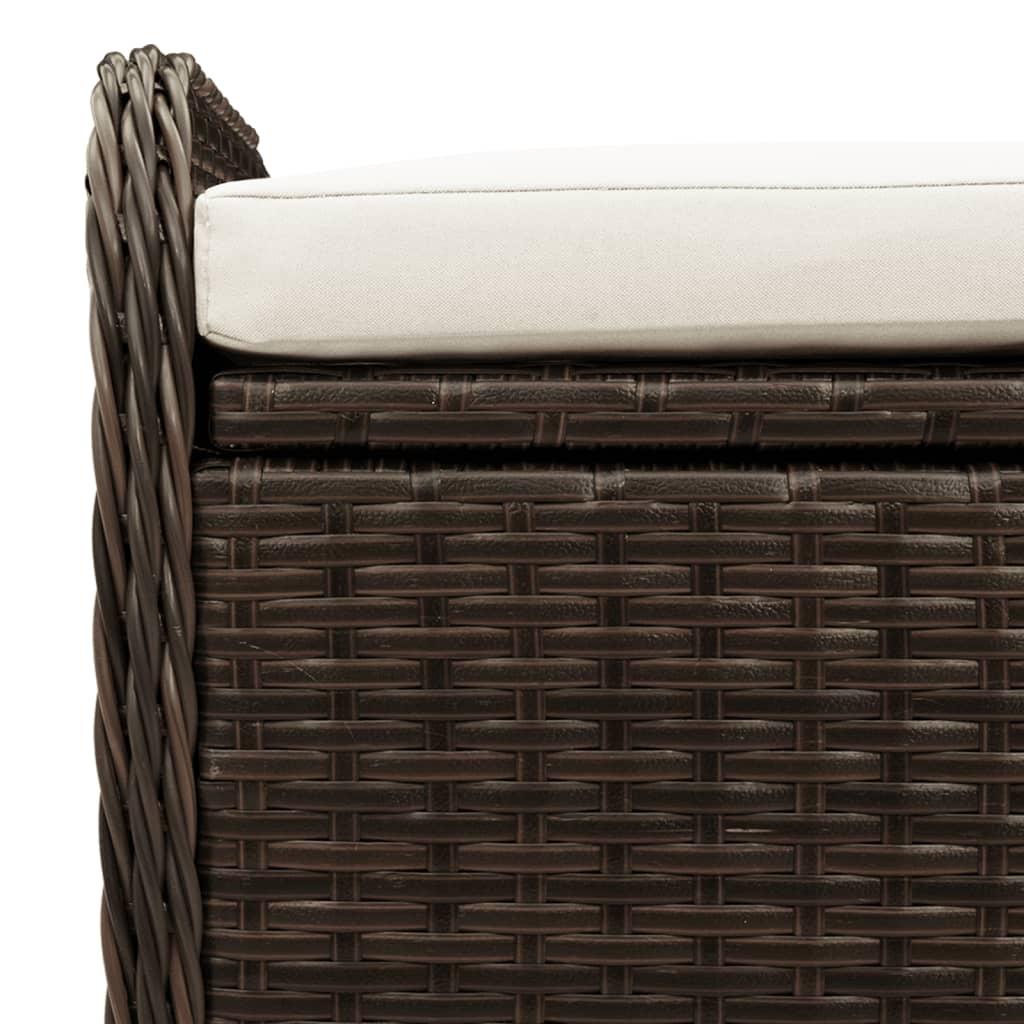 Storage Bench with Cushion Brown 115x51x52 cm Poly Rattan