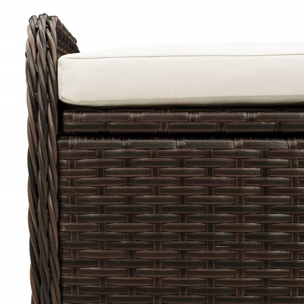 Storage Bench with Cushion Brown 80x51x52 cm Poly Rattan