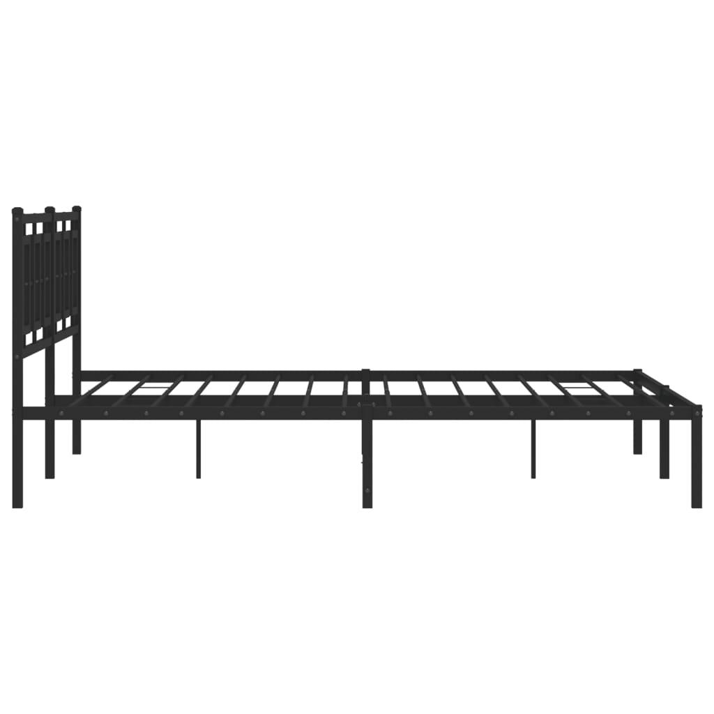 Metal Bed Frame without Mattress with Headboard Black 183x203 cm King