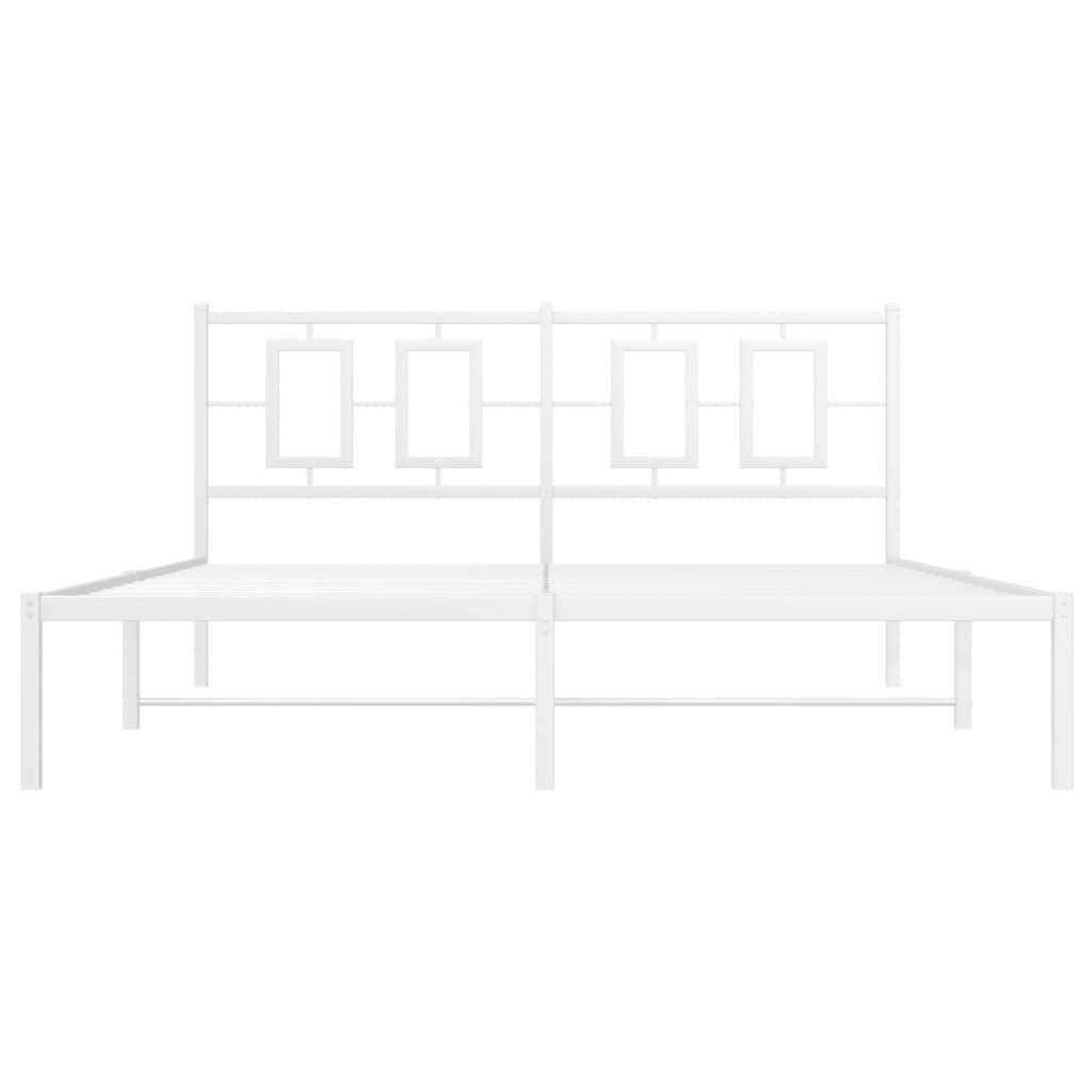Metal Bed Frame without Mattress with Headboard White 150x200 cm