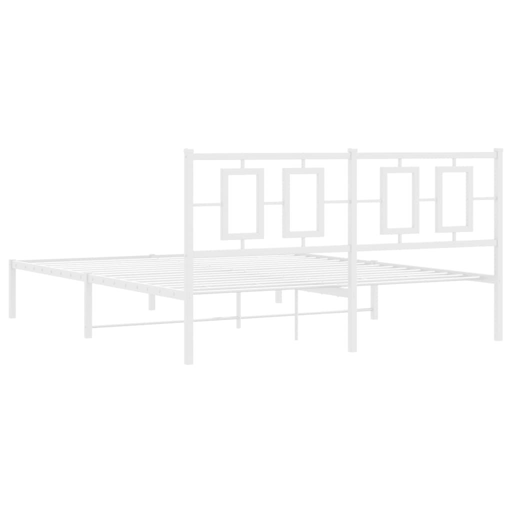 Metal Bed Frame without Mattress with Headboard White 150x200 cm