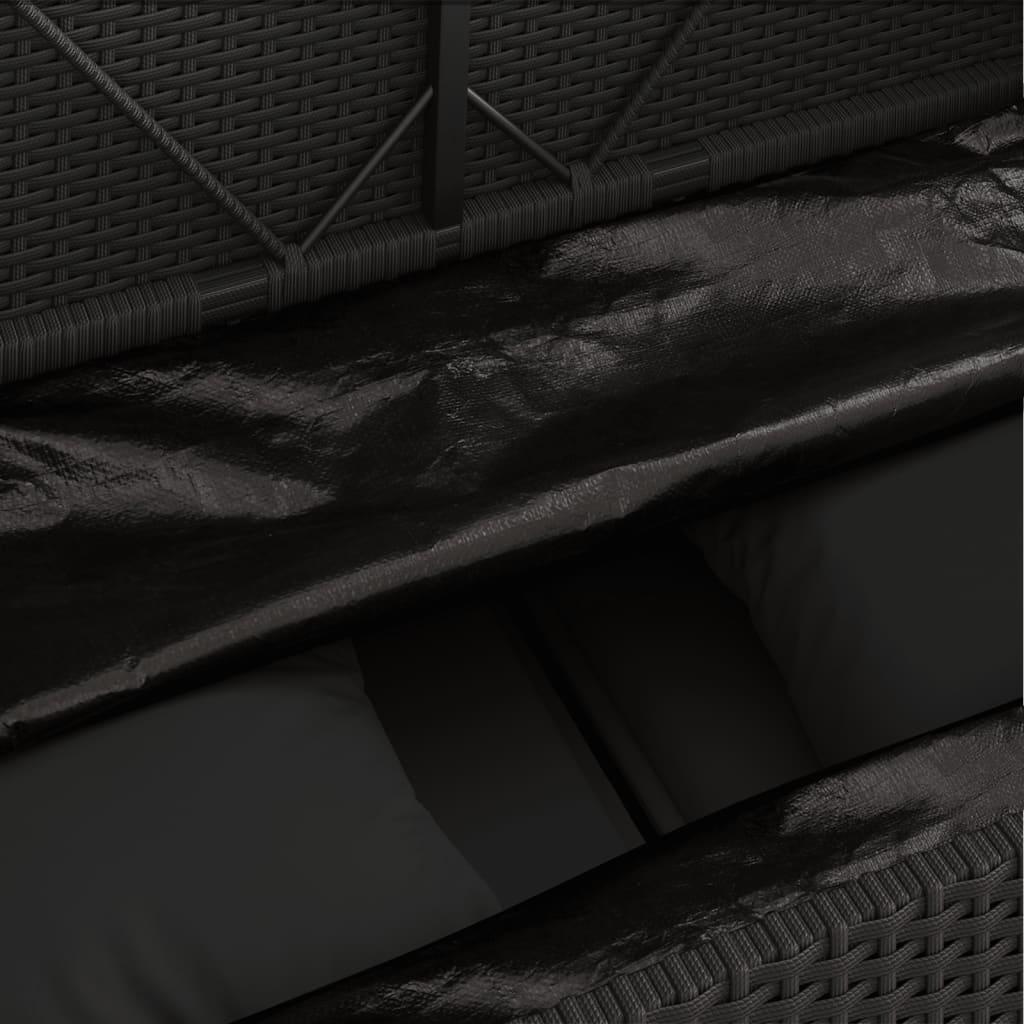 Garden Bench with Cushions Black Poly Rattan