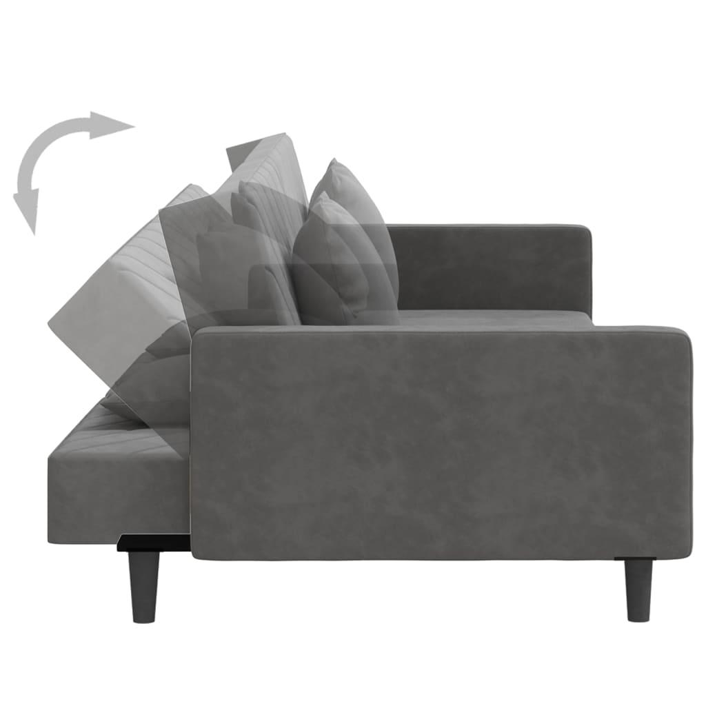 2-Seater Sofa Bed with Two Pillows Dark Grey Velvet