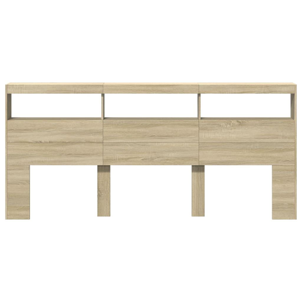 Headboard Cabinet with LED Sonoma Oak 220 cm