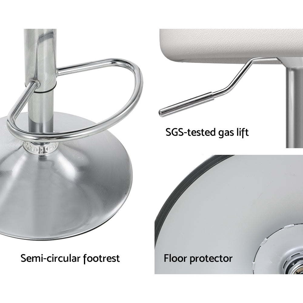 Artiss Bar Stools Kitchen Stool Chairs Dining Gas Lift Swivel Leather White x2