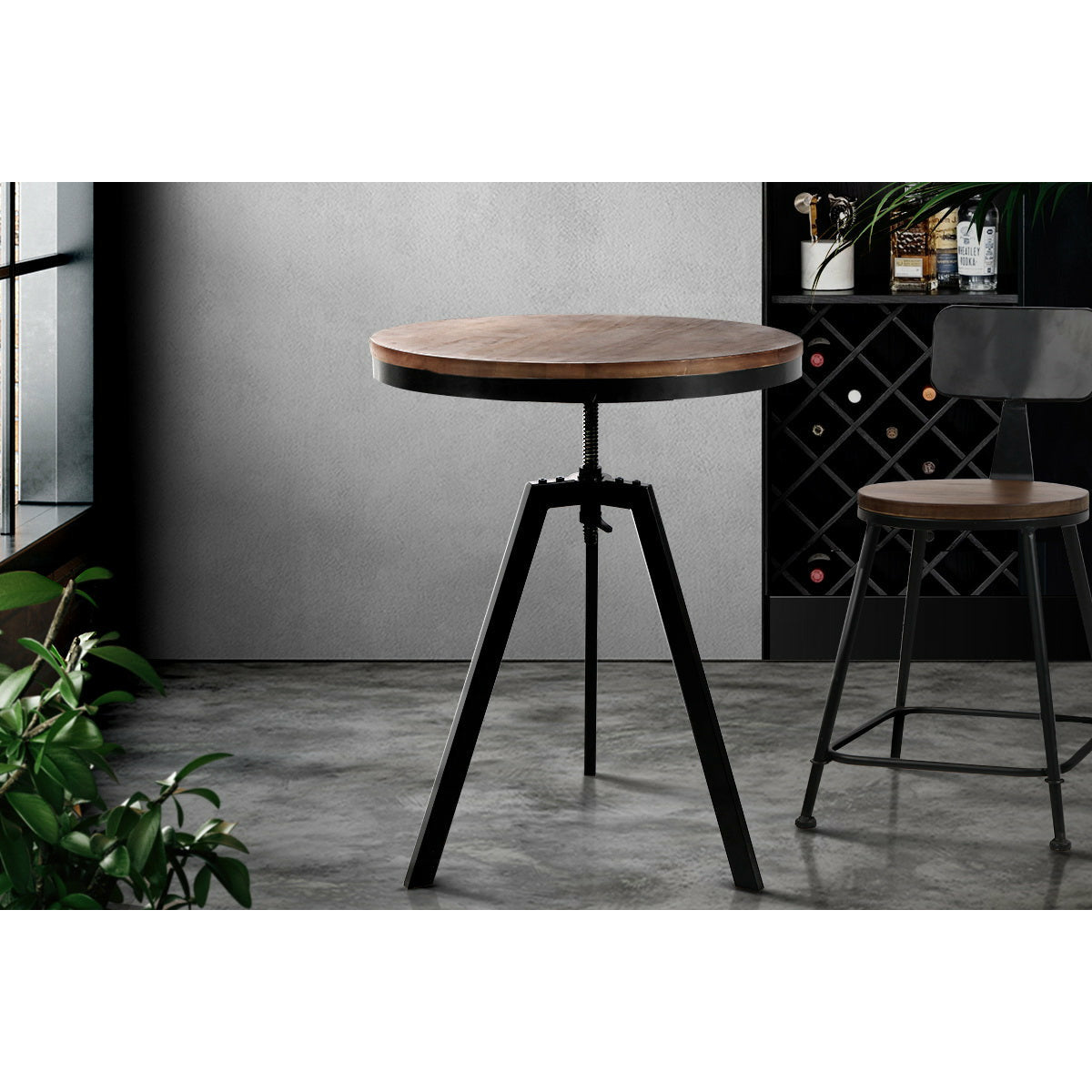 Artiss Elm Wood Round Dining Table - Dark Brown