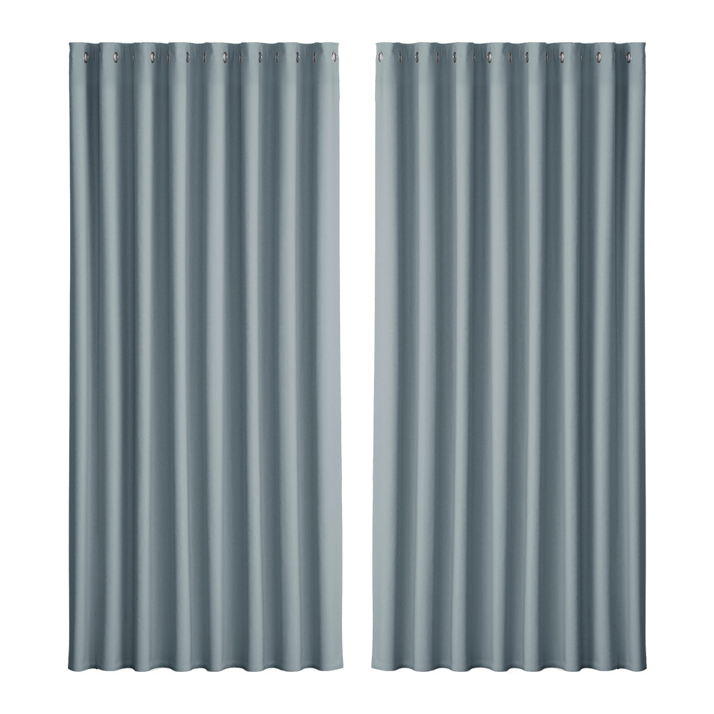Artiss 2X Blockout Curtains Blackout Window Curtain Eyelet 300x230cm Grey