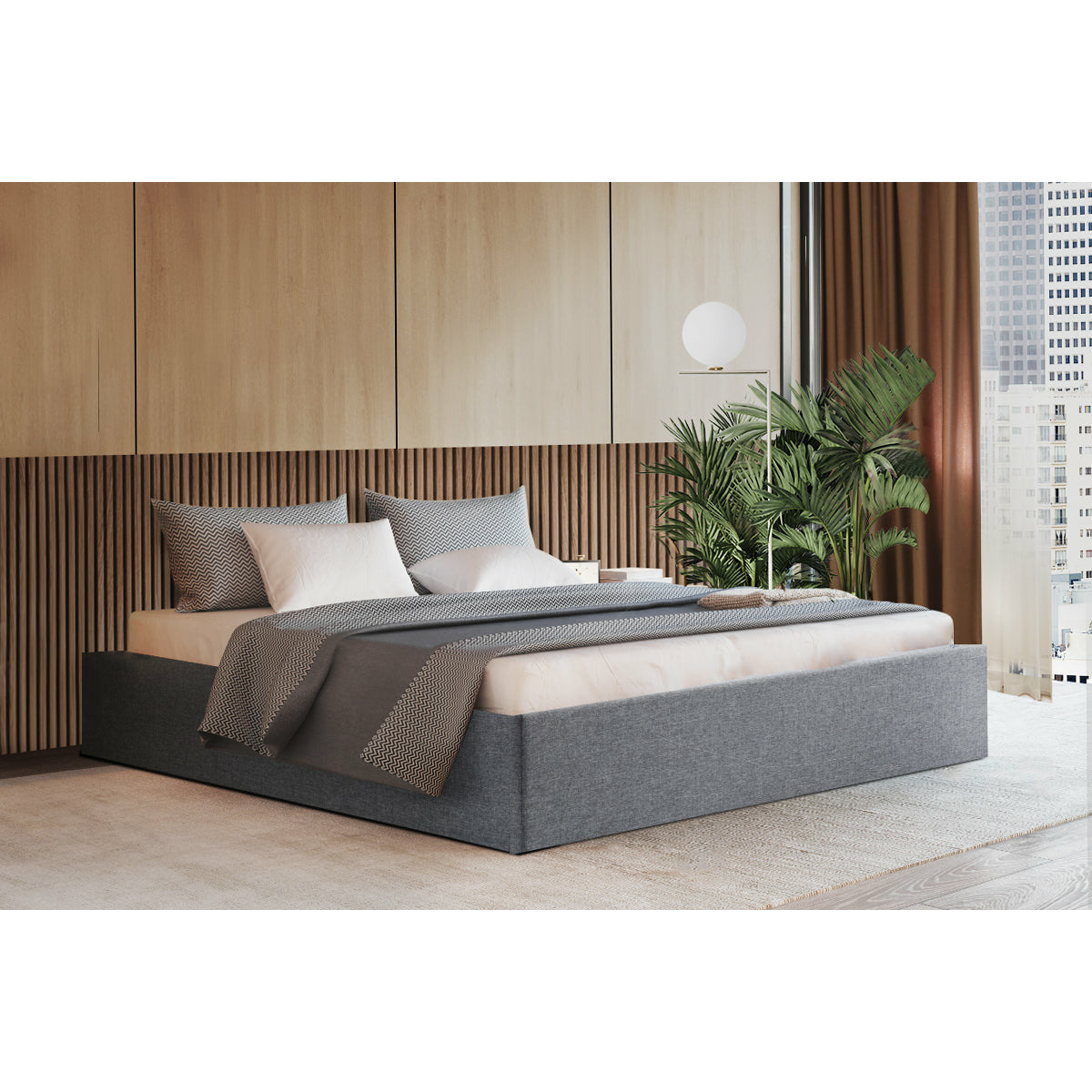 Artiss Double Full Size Gas Lift Bed Frame Base With Storage Platform Fabric