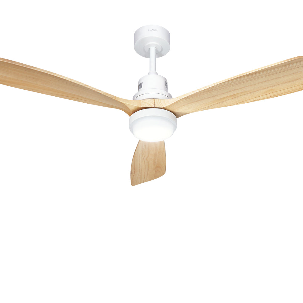 Devanti 52&#39;&#39; Ceiling Fan LED Light Remote Control Wooden Blades Timer Fans