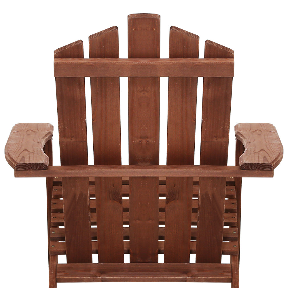 Gardeon Outdoor Sun Lounge Beach Chairs Table Setting Wooden Adirondack Patio Brown Chair