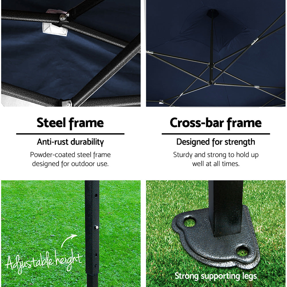 Instahut Gazebo Pop Up Marquee 3x4.5m Folding Wedding Tent Gazebos Shade Navy