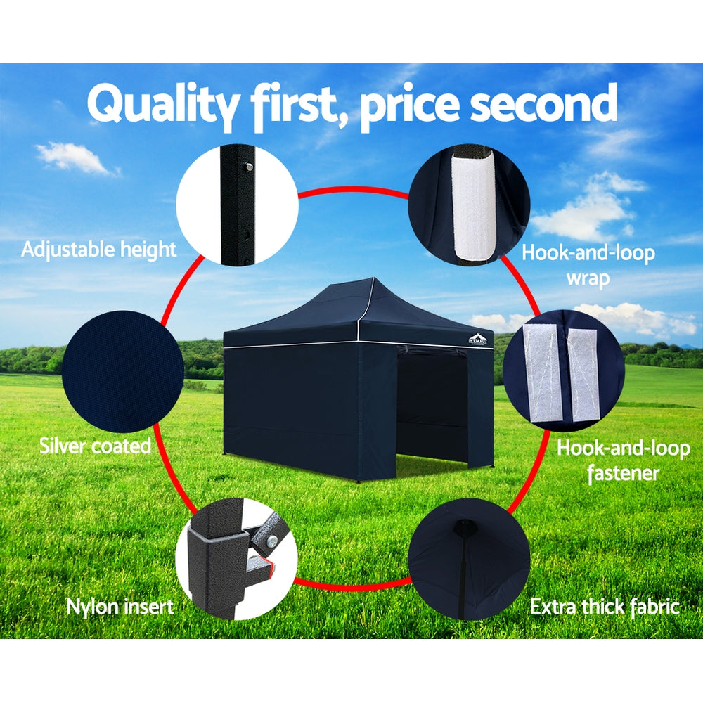 Instahut Gazebo Pop Up Marquee 3x4.5m Folding Wedding Tent Gazebos Shade Navy
