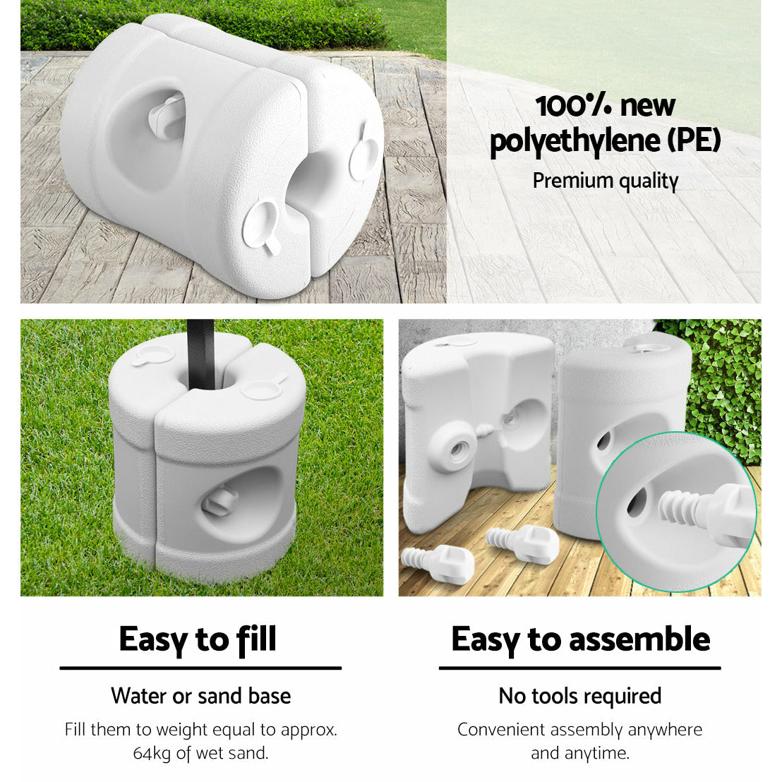 Instahut Gazebo Pop Up Marquee 3x3 Outdoor Wedding Base Pod Kit White