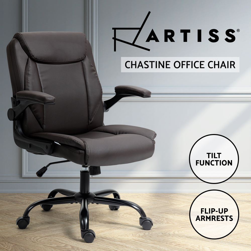 Artiss Office Chair Gaming Computer Executive Chairs Leather Tilt Swivel Brown