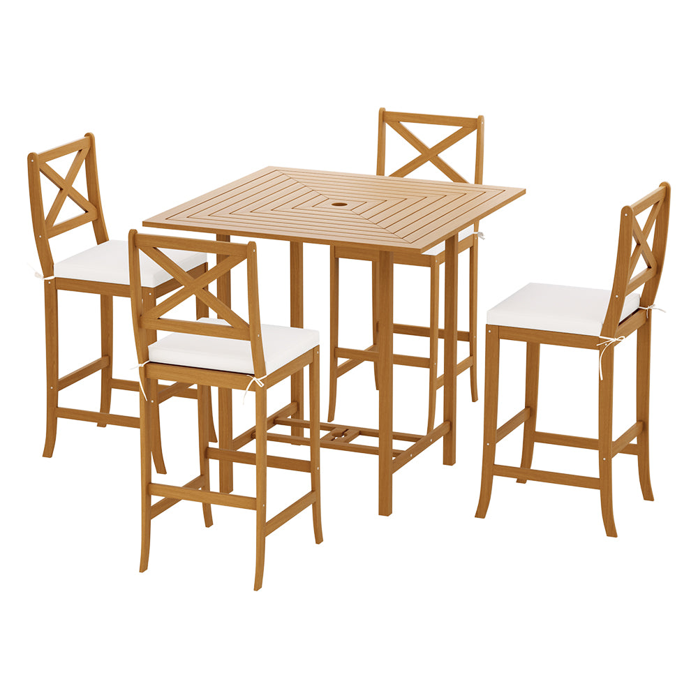 Gardeon Outdoor Bar Table 6 Chairs Stools Set Patio Dining Furniture Acacia Wood