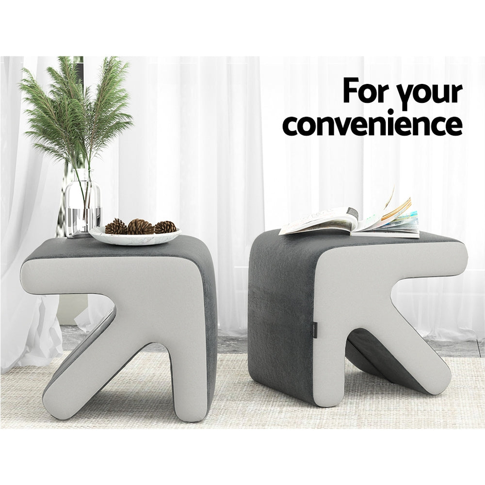 Artiss Arrow Ottoman Foot Stool Fabric Foot Rest Footstool Padded Seat Grey
