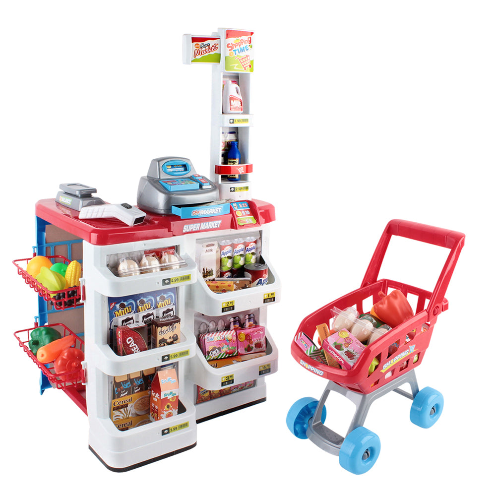 Keezi 24 Piece Kids Super Market Toy Set - Red &amp; White