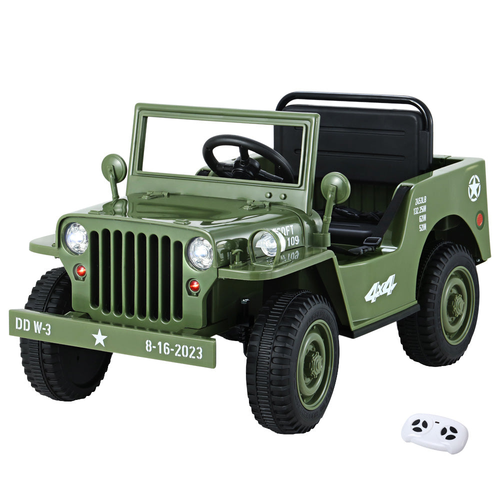 Rigo Ride On Car Jeep Kids Electric Military Toy Cars Off Road Vehicle 12V White