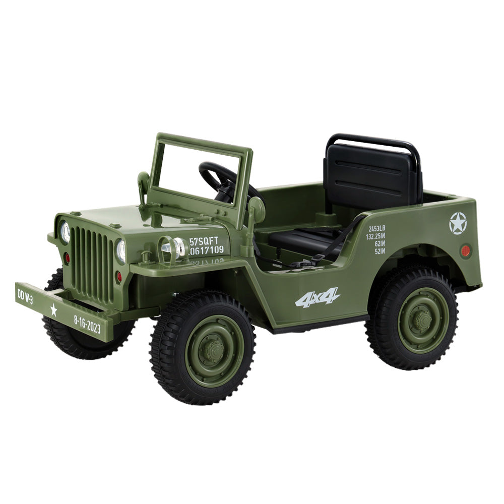 Rigo Ride On Car Jeep Kids Electric Military Toy Cars Off Road Vehicle 12V White