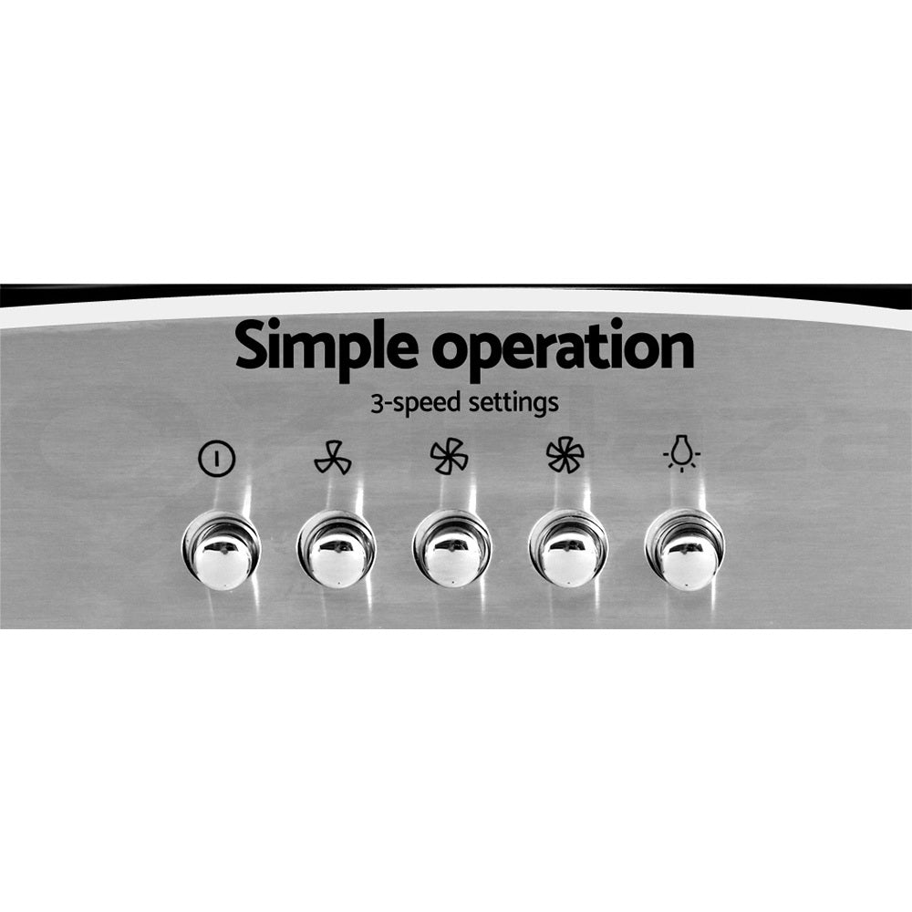 Devanti Range Hood 900mm Rangehood Kitchen Stainless Glass Canopy 90cm