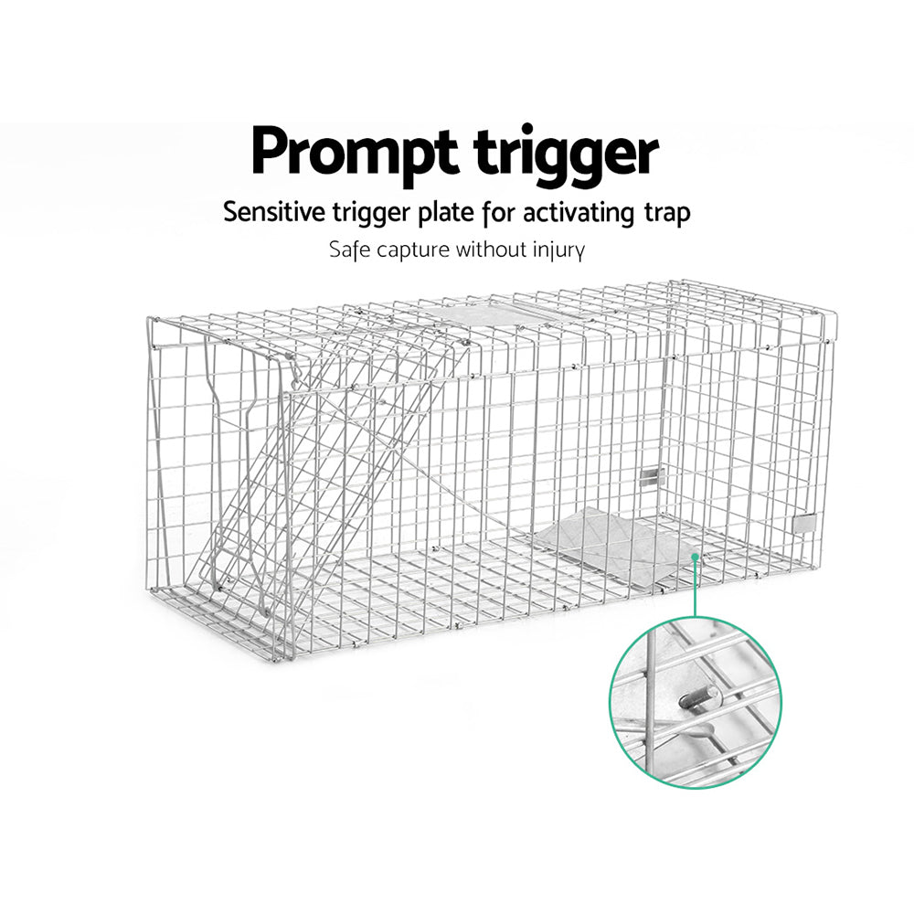 Humane Animal Trap Cage 150 x 50 x 53cm - Silver