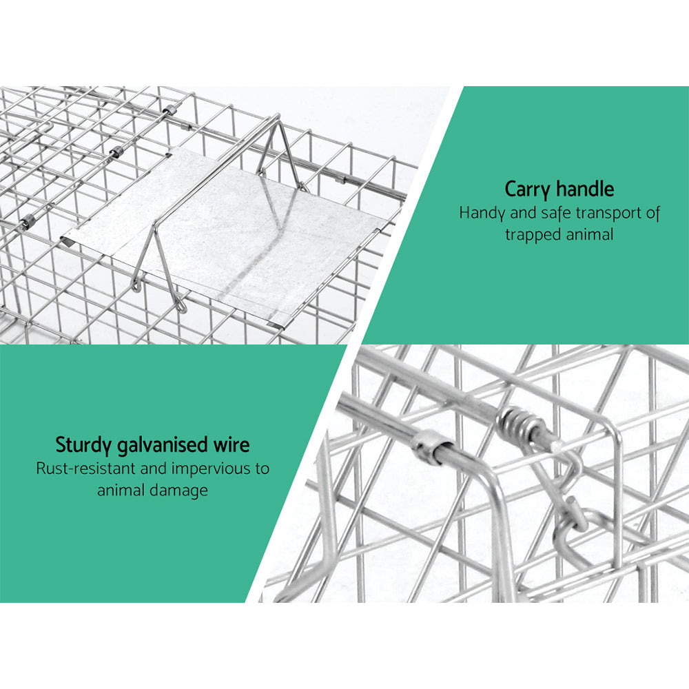 Humane Animal Trap Cage 150 x 50 x 53cm - Silver