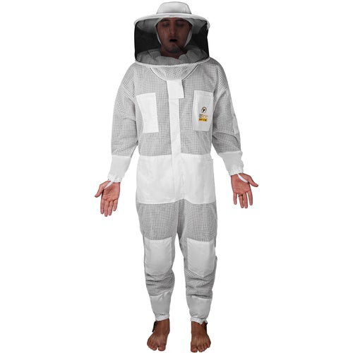 OZBee Premium Full Suit 3 Layer Mesh Ultra Cool Ventilated Round Head Beekeeping Protective Gear Size S