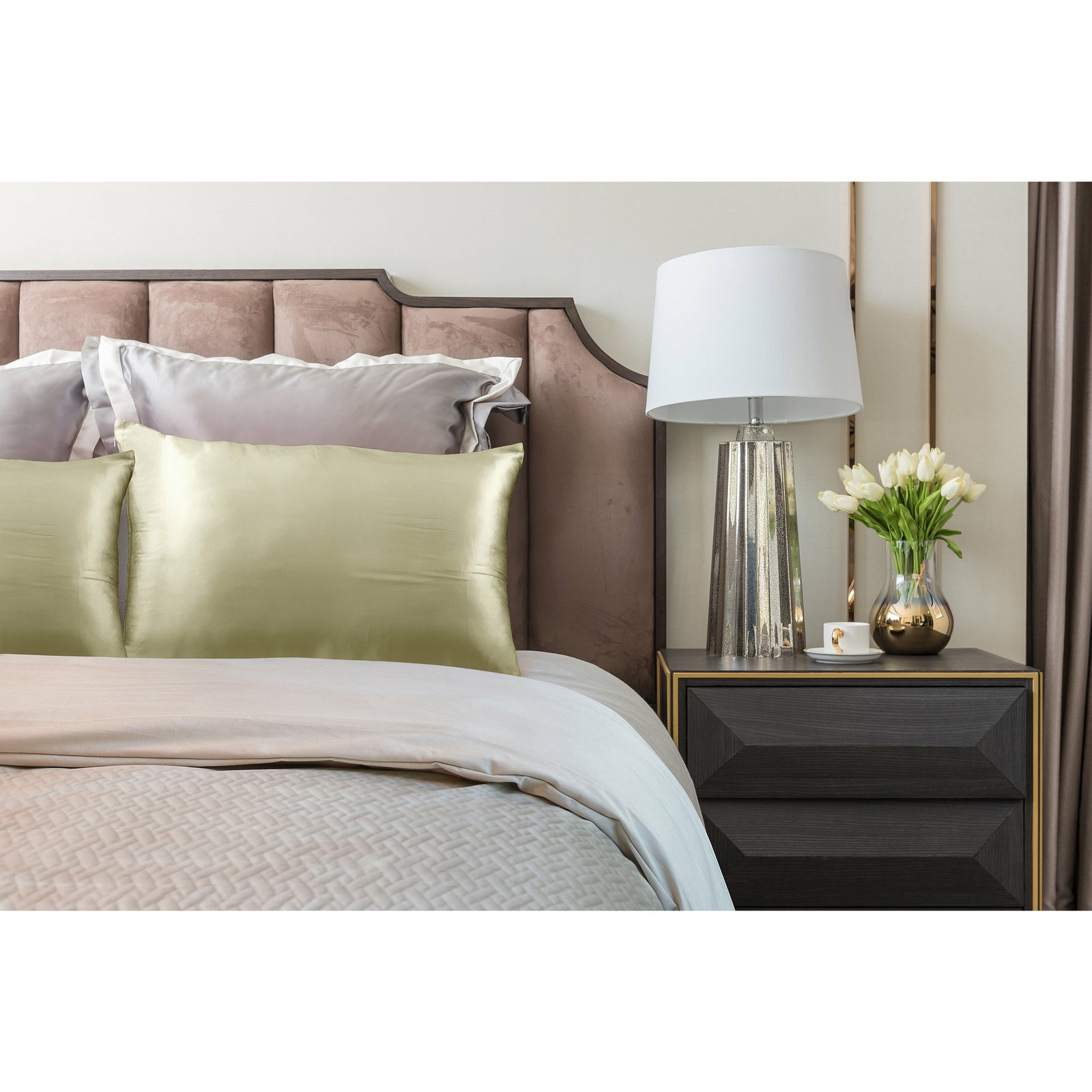 Royal Comfort Mulberry Soft Silk Hypoallergenic Pillowcase Twin Pack 51 x 76cm - Champagne