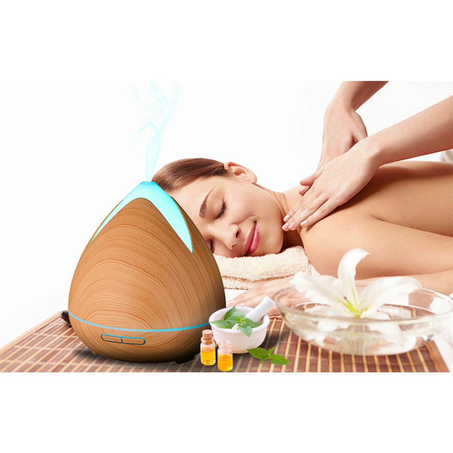 Essential Oils Ultrasonic Aromatherapy Diffuser Air Humidifier Purify 400ML - Light Wood