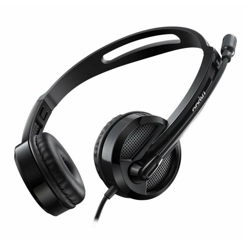 RAPOO H100 Wired Stereo Headsets - HD Voice Rotary Microphone Volume Adjustment 3.5mm